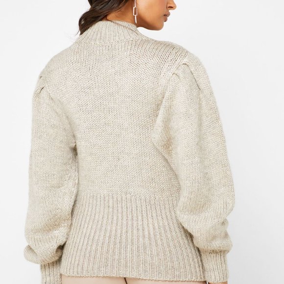 TOPSHOP Banana Sleeve Funnel Neck Sweater - Picture 2 of 7